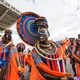 A masquerader in the section Djun makes her way across the Socadrome stage. Photo Credit: Kibwe Brathwaite